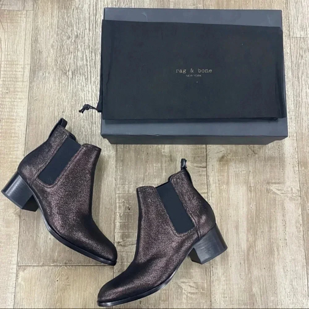 rag & bone Walker Metallic leather ankle booties 6